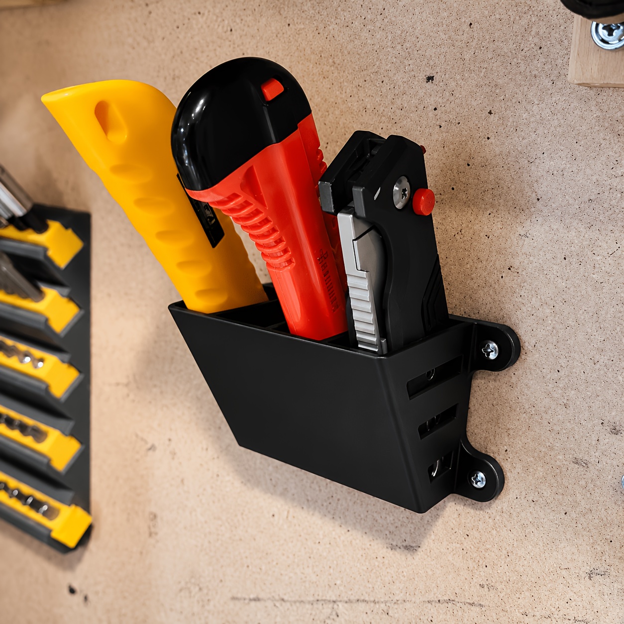 Workshop Tools Knife - Wandmontierte Vier-Schlitz-Messerhalterung, Werkzeug-Wandmesser-Organizer-Aufbewahrungsbox, Werkzeugaufbewahrungshalterung für Garage