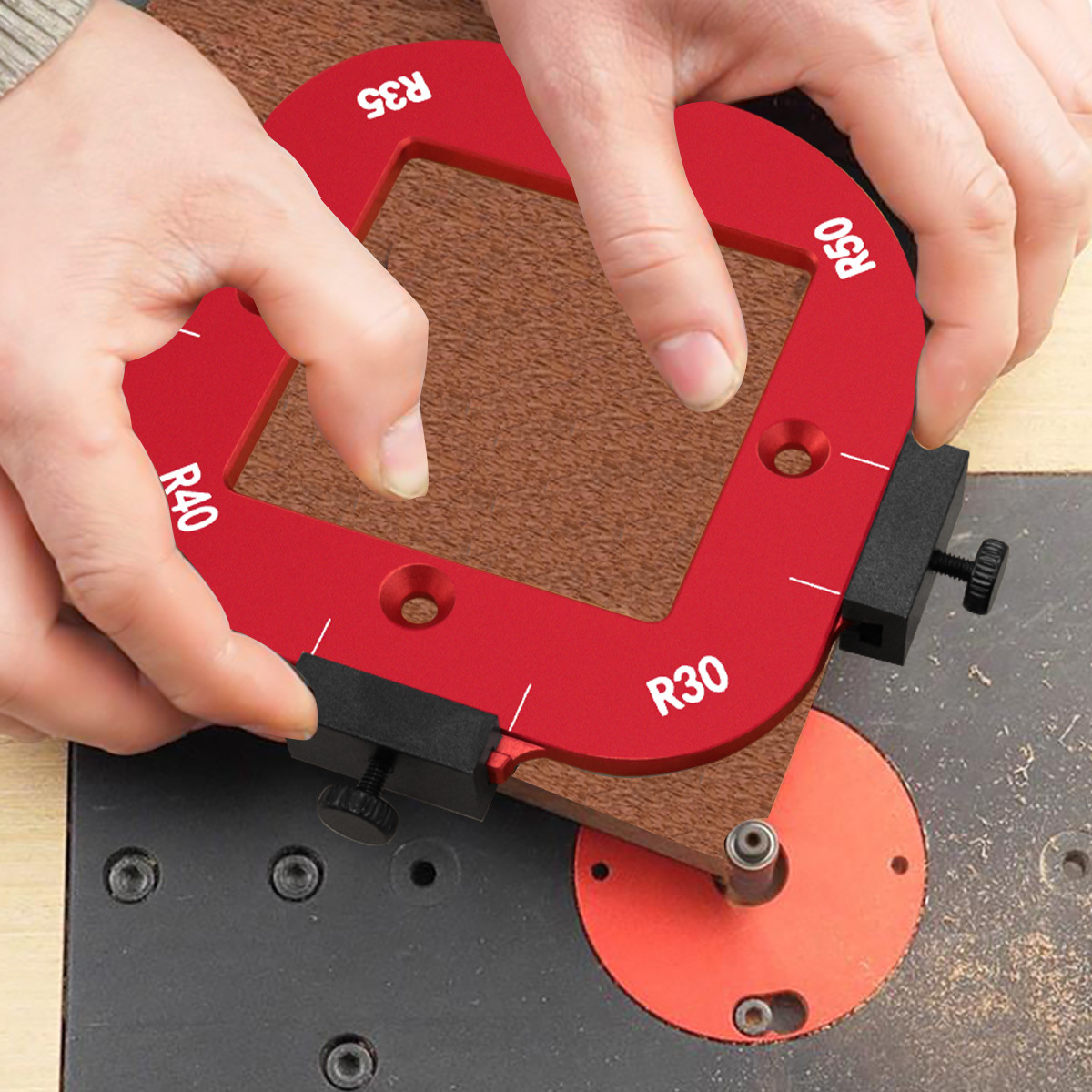 Workshop Cutting Tools - Aluminium-Eckradius-Schablonen-Set für Holzbearbeitung, Frästisch-Vorrichtung mit abnehmbarem