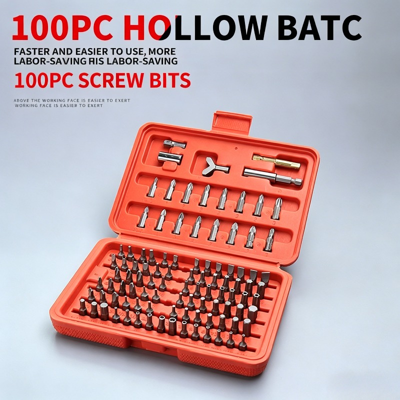 Tools Use In Workshop - 100-teiliges Schraubendreher-Bit-Set, Hohles Sicherheits-Bit-Kit mit Verlängerungsstange
