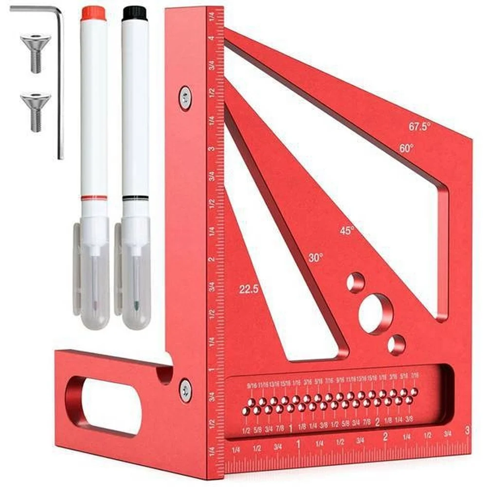 Workshop Marking Tools - Roter 3D-Multifunktions-Winkelmesser für Werkstatt-Layout-Markierung 22,5 30