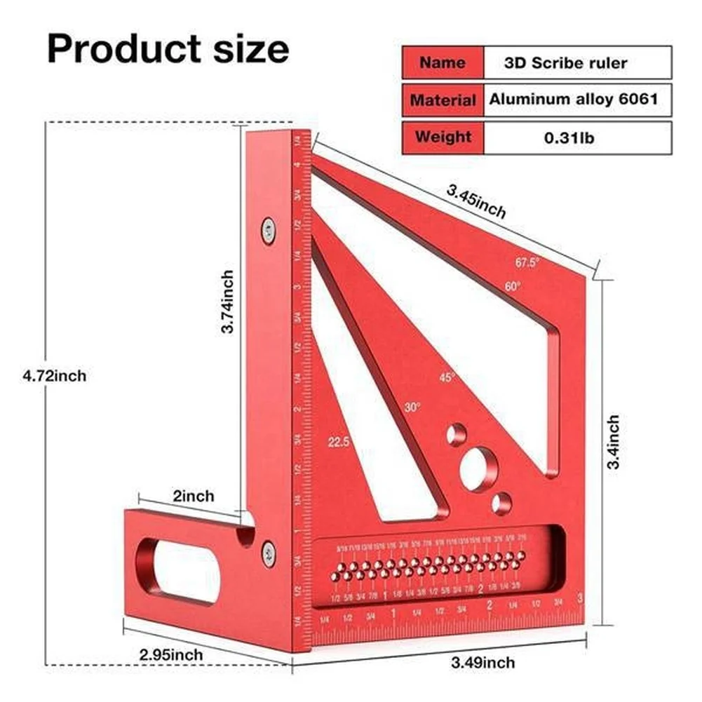 Roter 3D-Multifunktions-Winkel – Workshop Marking Tools Bewertung und Preis